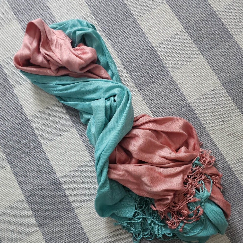 BOGO Wisteria Elegant 1-Salmon and 1-Surf Green Scarves. OS